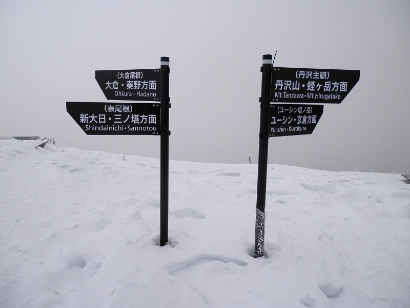 塔ノ岳山頂の新しい道標