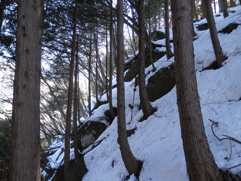 大きな露岩を左に見る