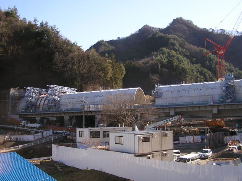 リニア実験線工事現場（北側から撮影）