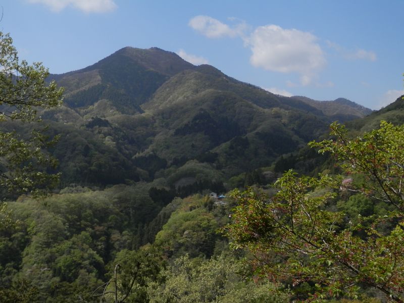 忠魂碑の前から、倉岳山を望む