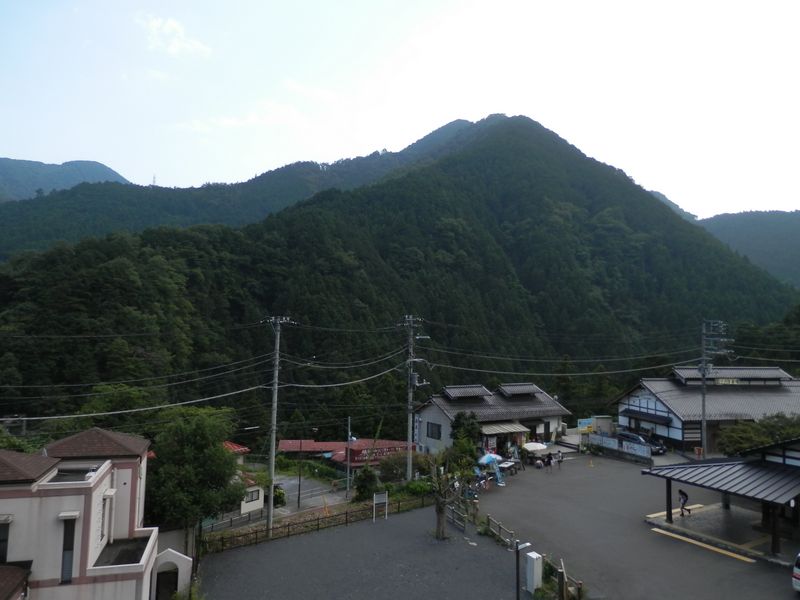 鳩ノ巣城山（中央）を望む