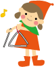 トライアングルを演奏する少女