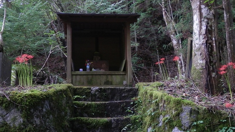 ヒガンバナが咲く地蔵堂