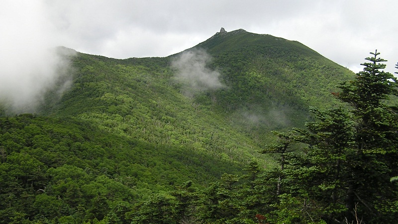 ガスの切れ目から頭を見せた金峰山