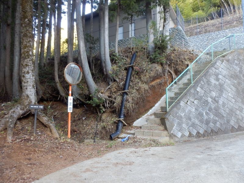 この石段を昇って左へ