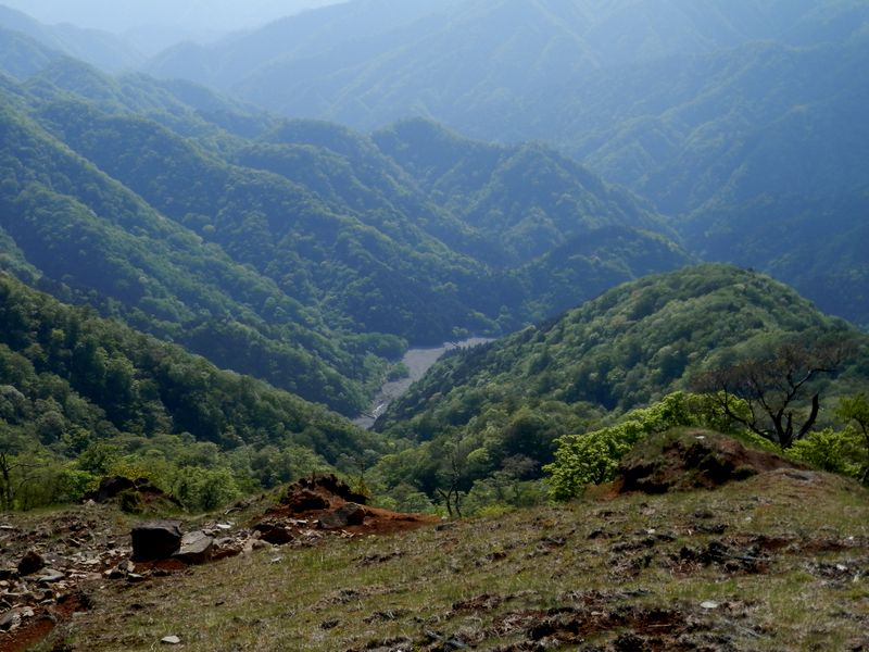 塔ノ岳山頂より、鍋割沢と1234m峰を望む